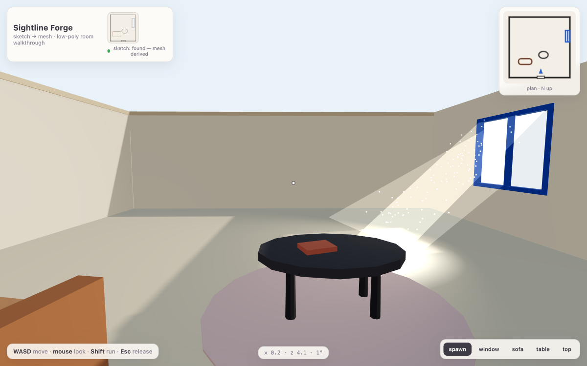 Sightline Forge working app preview